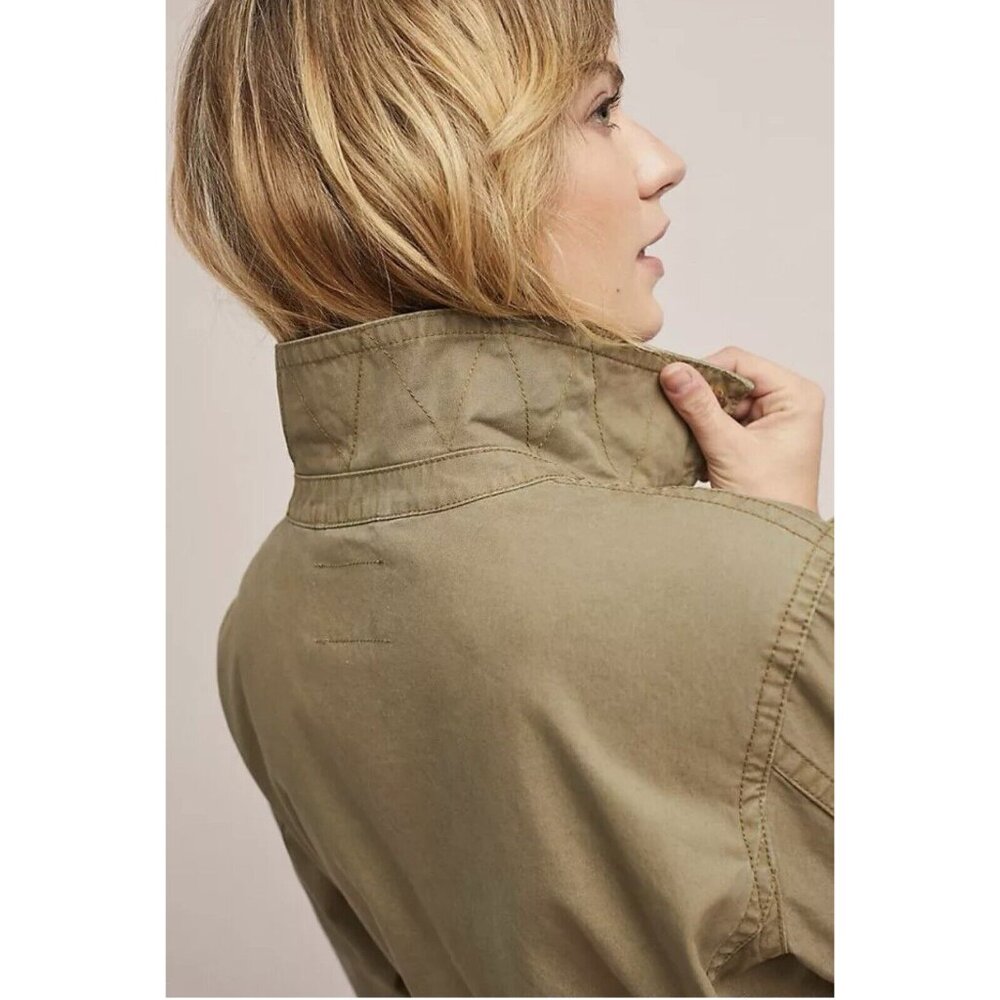 ANTHROPOLOGIE Faux Fur-Trimmed Field Parka Jacket Size XS Green Retail $188 - Picture 5 of 16
